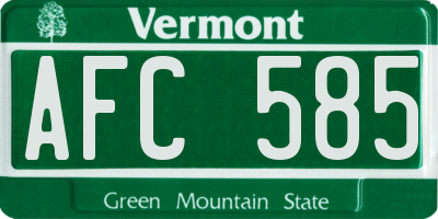 VT license plate AFC585