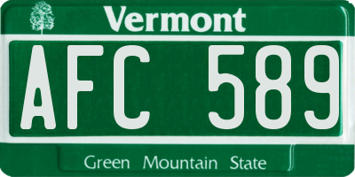 VT license plate AFC589
