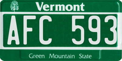 VT license plate AFC593