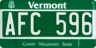 VT license plate AFC596