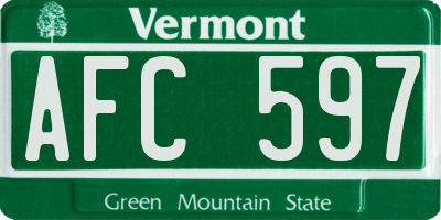 VT license plate AFC597