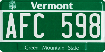 VT license plate AFC598