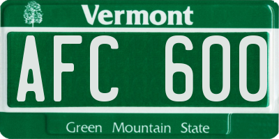 VT license plate AFC600