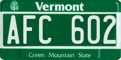 VT license plate AFC602