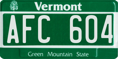 VT license plate AFC604