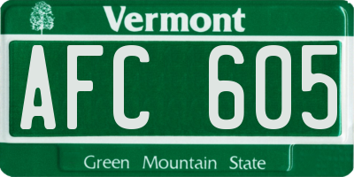 VT license plate AFC605