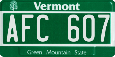VT license plate AFC607
