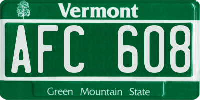 VT license plate AFC608