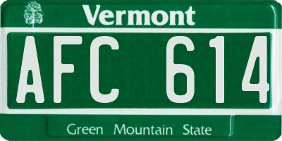 VT license plate AFC614