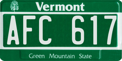 VT license plate AFC617
