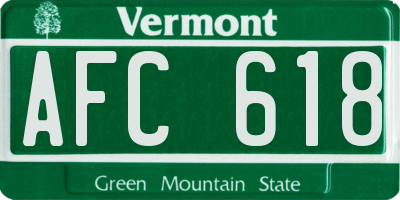 VT license plate AFC618