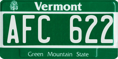 VT license plate AFC622