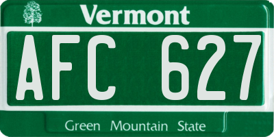 VT license plate AFC627