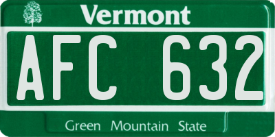 VT license plate AFC632