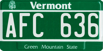 VT license plate AFC636
