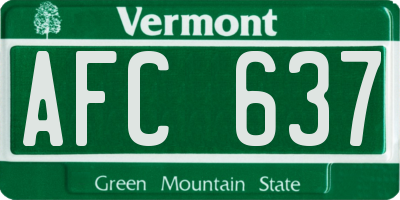 VT license plate AFC637