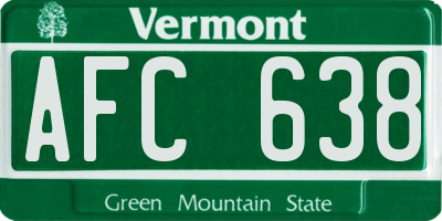 VT license plate AFC638