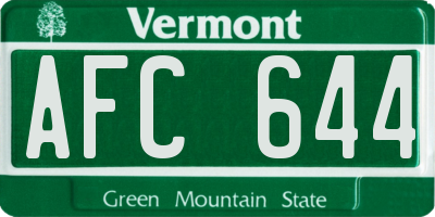 VT license plate AFC644