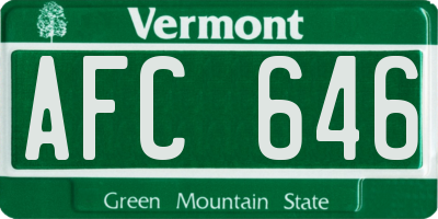 VT license plate AFC646