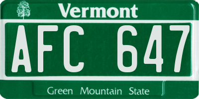 VT license plate AFC647
