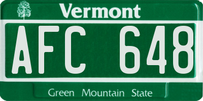 VT license plate AFC648