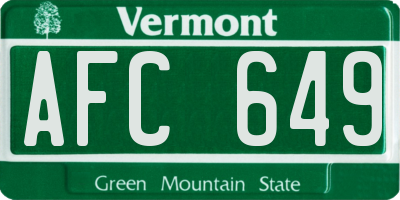 VT license plate AFC649