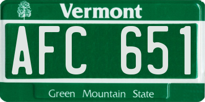 VT license plate AFC651