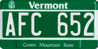 VT license plate AFC652