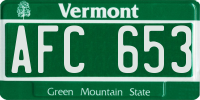 VT license plate AFC653