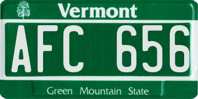 VT license plate AFC656