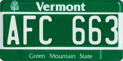 VT license plate AFC663