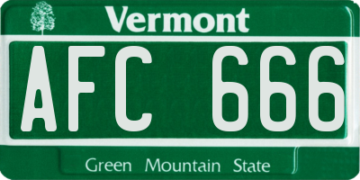 VT license plate AFC666