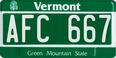 VT license plate AFC667