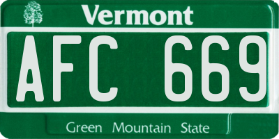 VT license plate AFC669