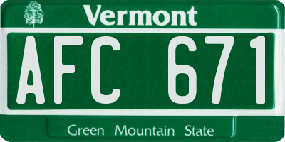 VT license plate AFC671