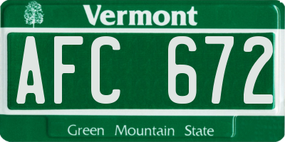 VT license plate AFC672