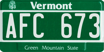 VT license plate AFC673