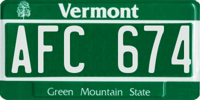 VT license plate AFC674