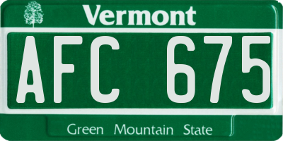 VT license plate AFC675