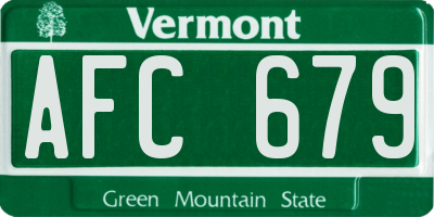 VT license plate AFC679