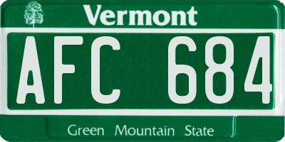 VT license plate AFC684