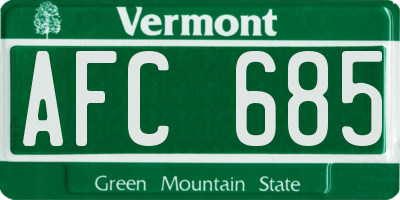 VT license plate AFC685
