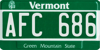 VT license plate AFC686