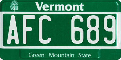 VT license plate AFC689