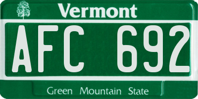 VT license plate AFC692
