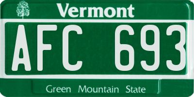 VT license plate AFC693