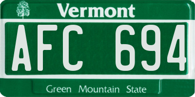 VT license plate AFC694