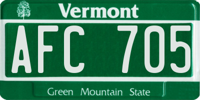 VT license plate AFC705