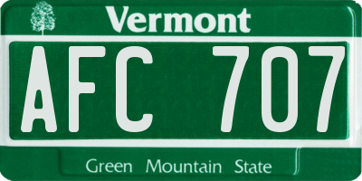 VT license plate AFC707