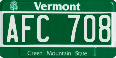 VT license plate AFC708